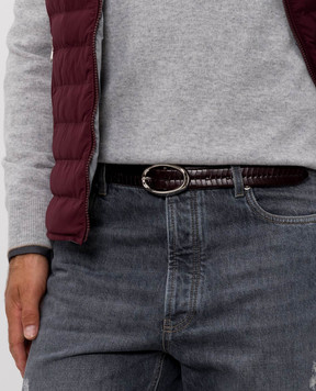 Brunello Cucinelli Brown leather braided belt MAUHJ349