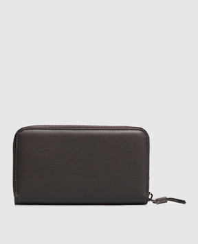 Brunello Cucinelli Brown leather wallet with logo print MWCRM2724