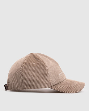 Brunello Cucinelli Beige corduroy cap with logo embroidery MY4999850