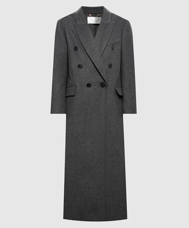 Gray double-breasted coat with wool
