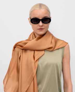 Saint Laurent Brown silk scarf with Cassandre pattern 8599153Y039