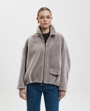 Simonetta Ravizza Gray sheepskin coat Preston F05JA388H36