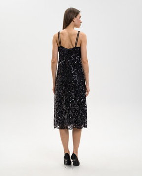 Twinset Black lace midi dress with sequins 261TP2630