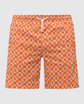 Stefano Ricci Orange monogram print swim shorts M6B6200050B65404