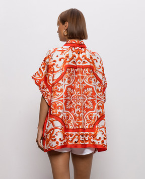 Dolce&Gabbana Silk blouse with branded print F5T52TGDDRE
