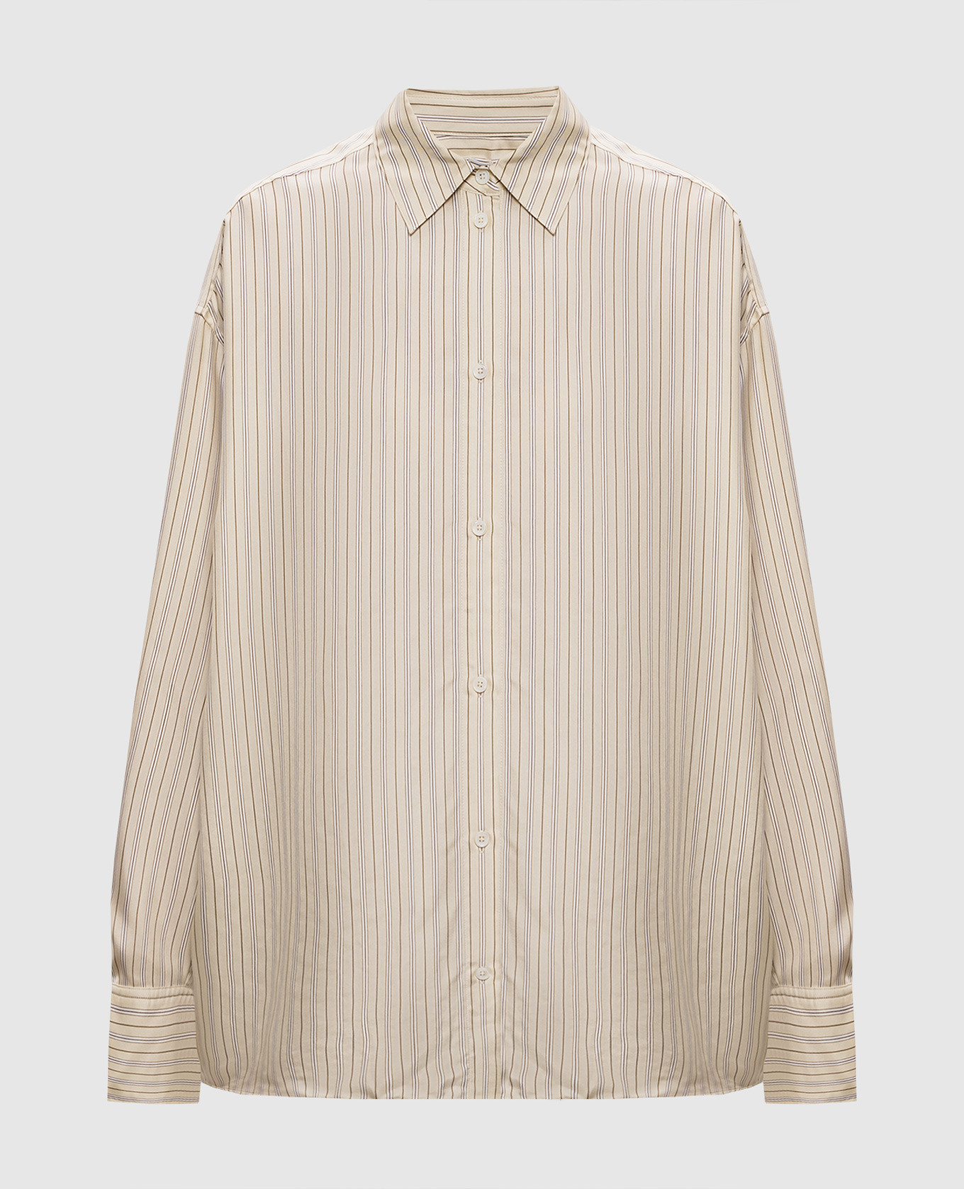 Beige striped silk blouse