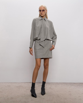 Brunello Cucinelli Gray striped wool dress MG576AB5H1