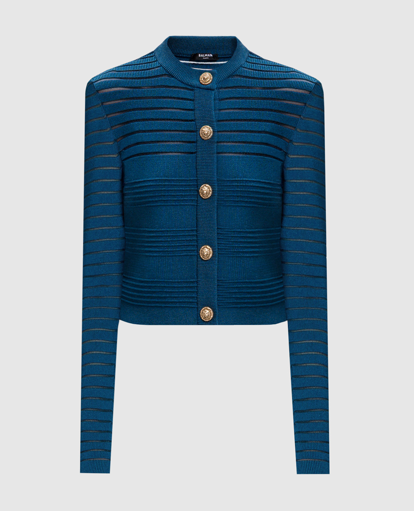Blaue kurze Strickjacke