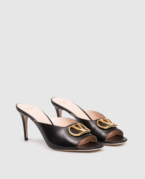 Valentino Black leather mules with VLogo emblem 8W0S0NQ4ZIC