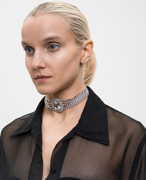 Nissa Silver choker necklace with crystals EXCOL17