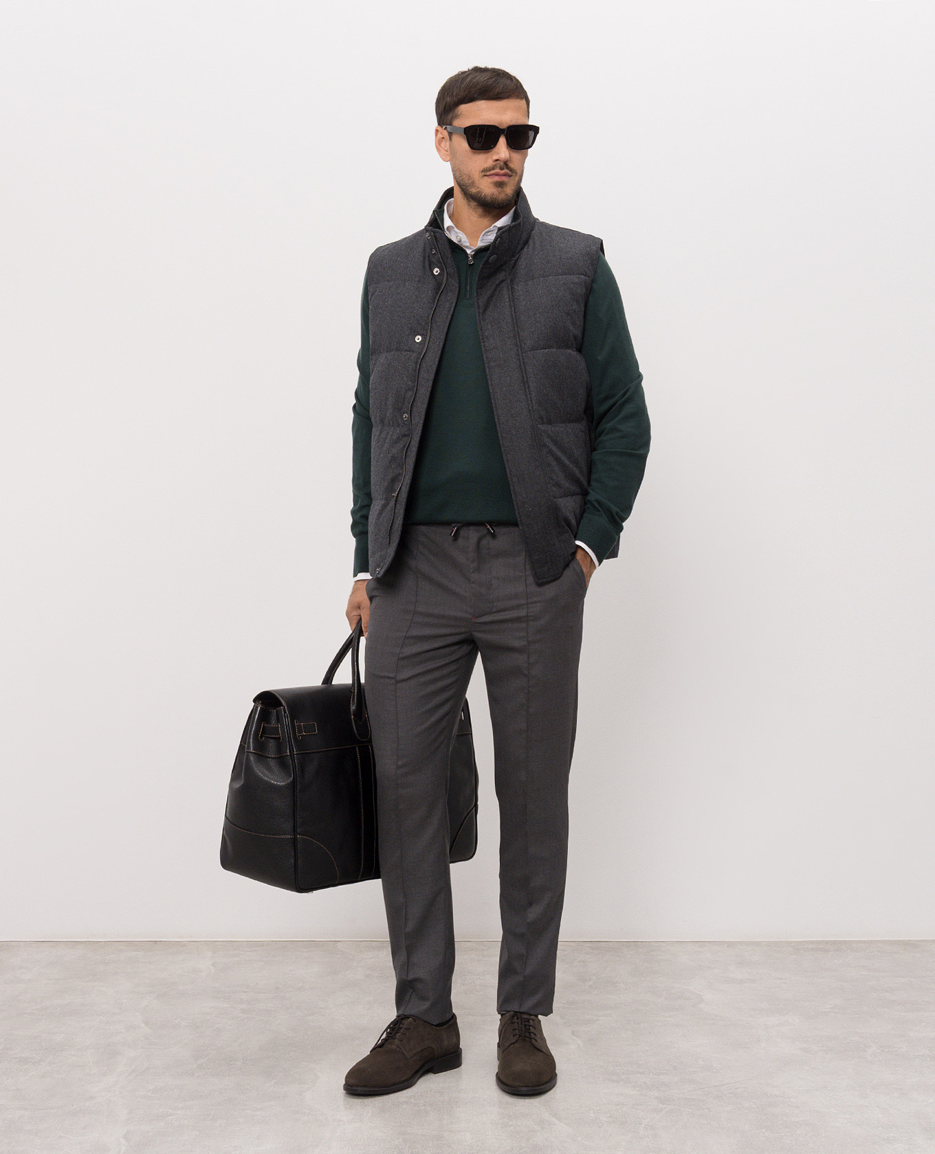 Grey wool down vest Canali 2