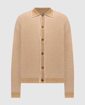 Canali Beige cardigan with linen and silk MK02462C1180