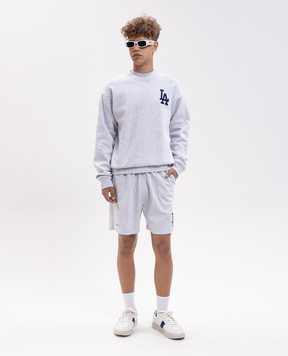 Sporty & Rich Dodgers Serif Grey Melange Shorts SH039714669GY03