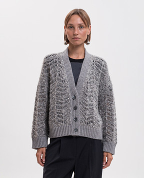 Peserico Gray openwork cardigan with alpaca wool A99217F03E9243