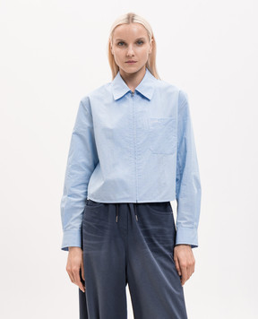 Juun.j Blue striped shirt with a shiny collar JW6464W51Q