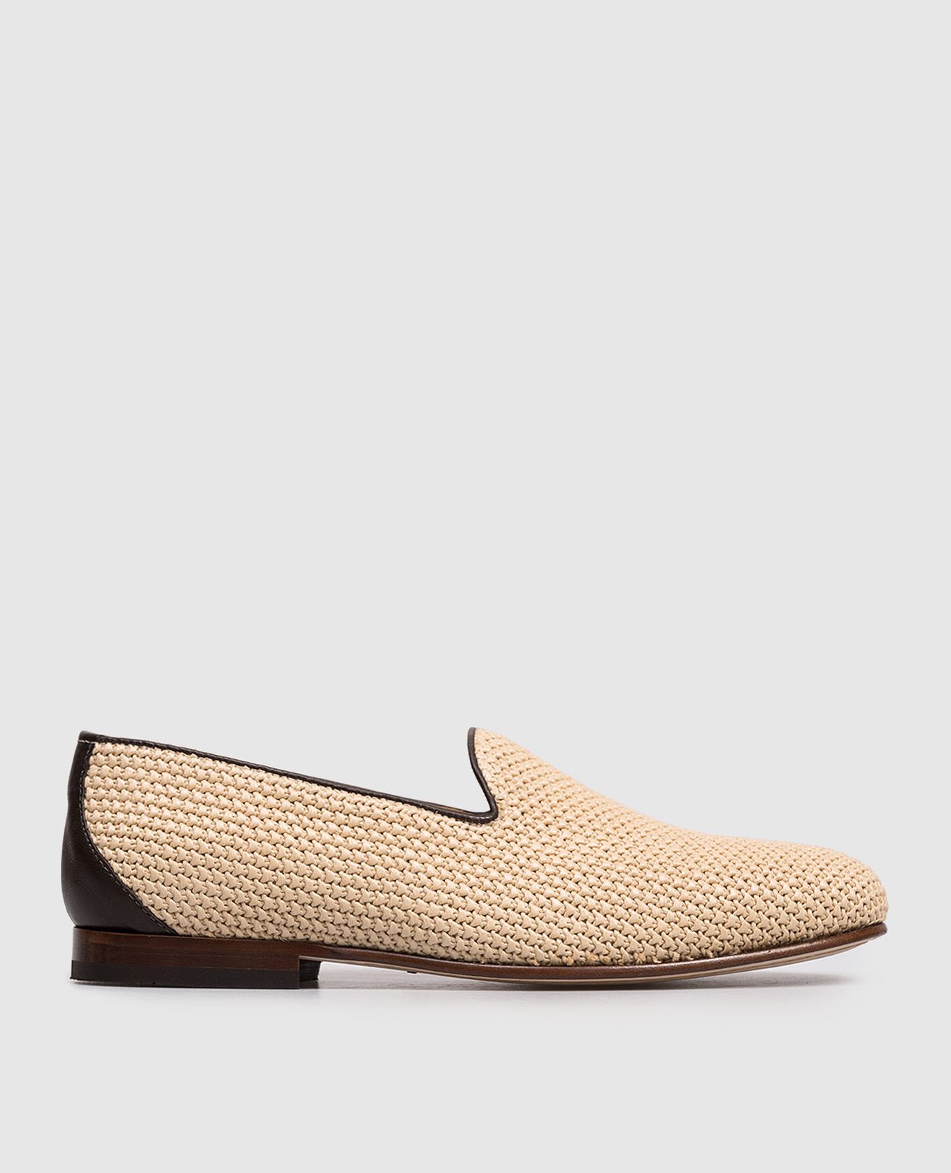 Beige raffia slip-ons