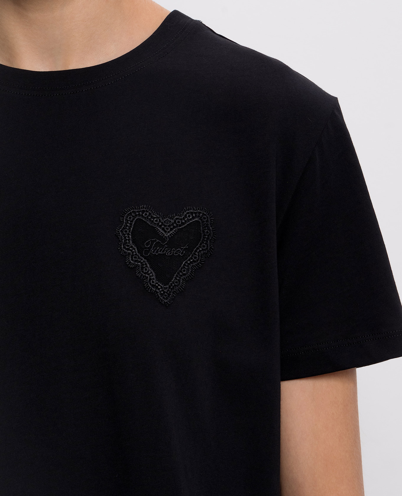 Black T-shirt with logo patch Twinset 5
