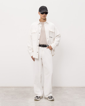 Palm Angels Ivory jeans with logo embroidery PMYA049S26DEN007
