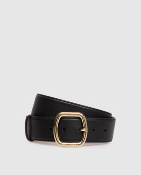 Santoni Black leather belt with logo CW40VC904C49HFRY