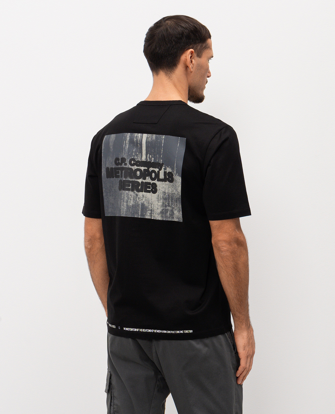 

Black T-shirt with Metropolis brand print C.P. Company Metropolis