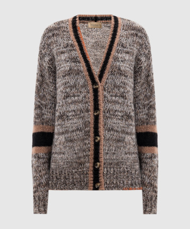 Orvan brown cardigan with wool