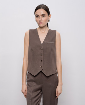 Peserico Brown linen vest A0303101926