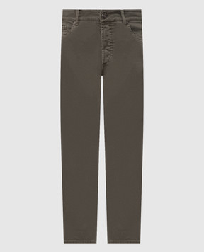 Brunello Cucinelli Khaki jeans with embroidered logo M277PD3210