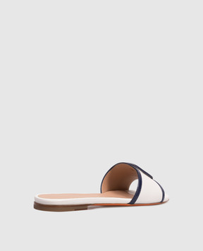 Santoni White leather flip-flops with contrast trim WHPF72095HA1NRTT