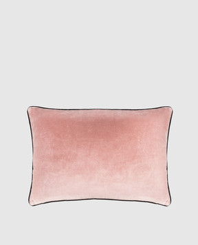 Les Ottomans Pink decorative velvet pillow with silk EBC70
