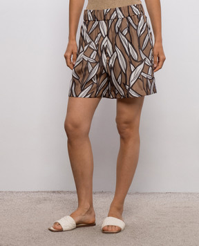 Brunello Cucinelli Brown printed silk shorts MP950P9271