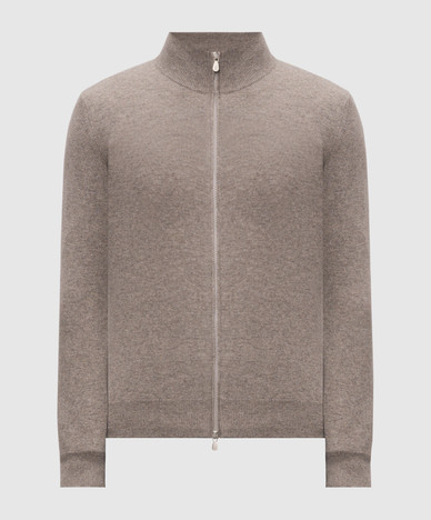 Beige Kaschmir-Strickjacke
