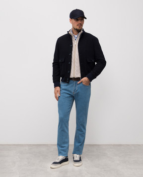 Pini Parma Candiani blue jeans with logo patch PINIJEALBL