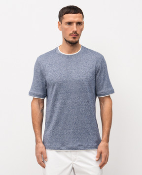 Brunello Cucinelli Blue linen t-shirt MW8357427
