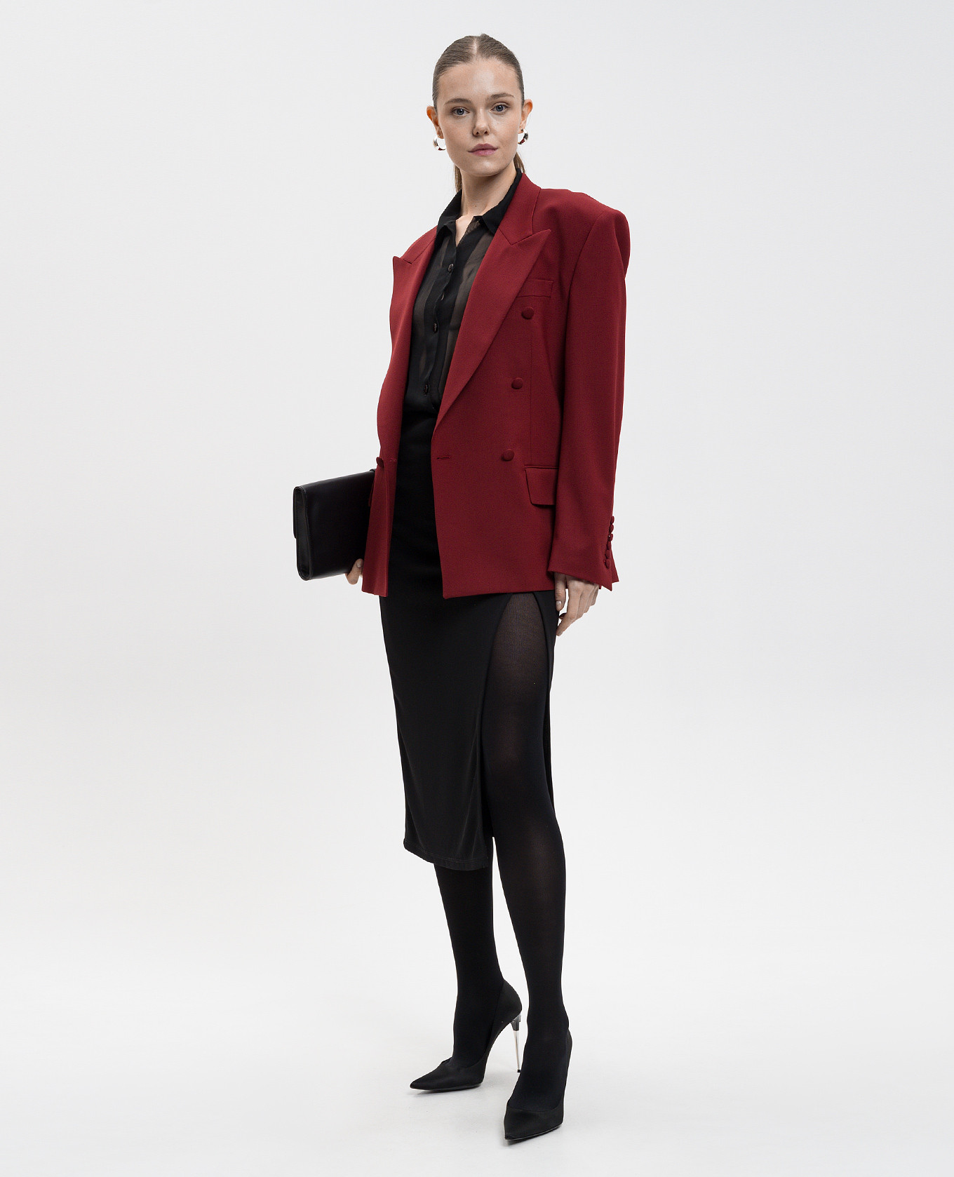 Burgundy double-breasted wool jacket Jacob Lee 2