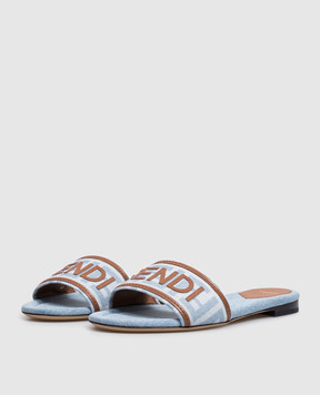 Fendi Blue denim-effect logo flip-flops 8R8092AY2Z