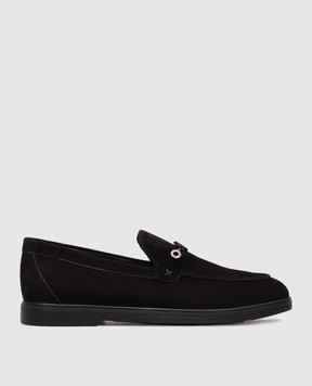 Stefano Ricci Black suede loafers with emblem UC62G2319SDP