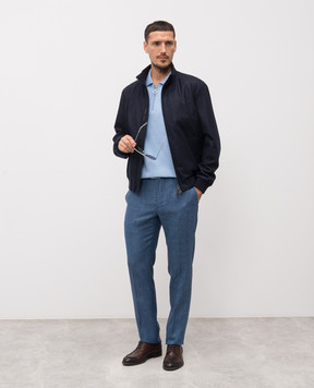Stefano Ricci Blue wool, cashmere and silk polo shirt W505507P31W26150