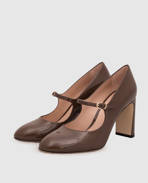Stuart Weitzman Brown patent leather MARY JANE shoes SM475