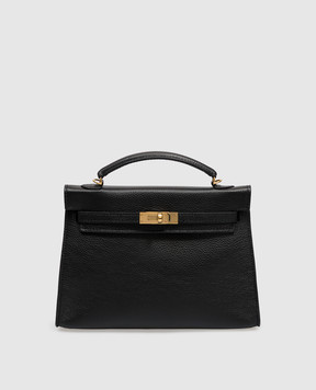 Babe Pay Pls Black leather satchel bag 06508