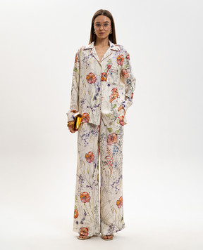 Alexander McQueen Meadow Floral Pajama-Style White Shirt 861422QZAQV