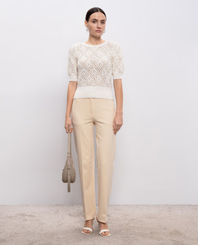 Twinset White openwork sweater with beads 261TP3201
