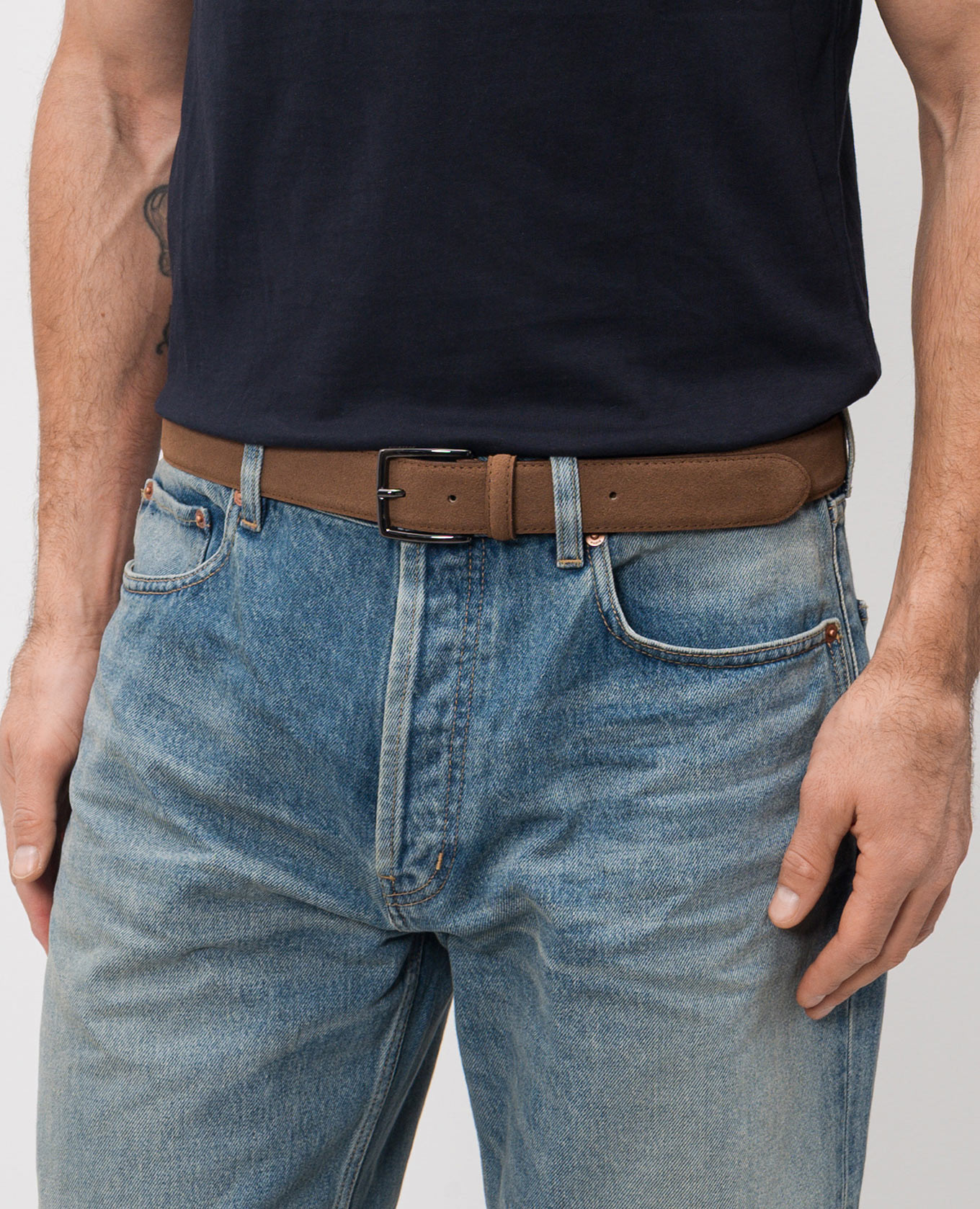 

Brown suede belt with logo Peserico