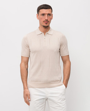 Enrico Mandelli Beige polo shirt with geometric pattern 3K007A5645