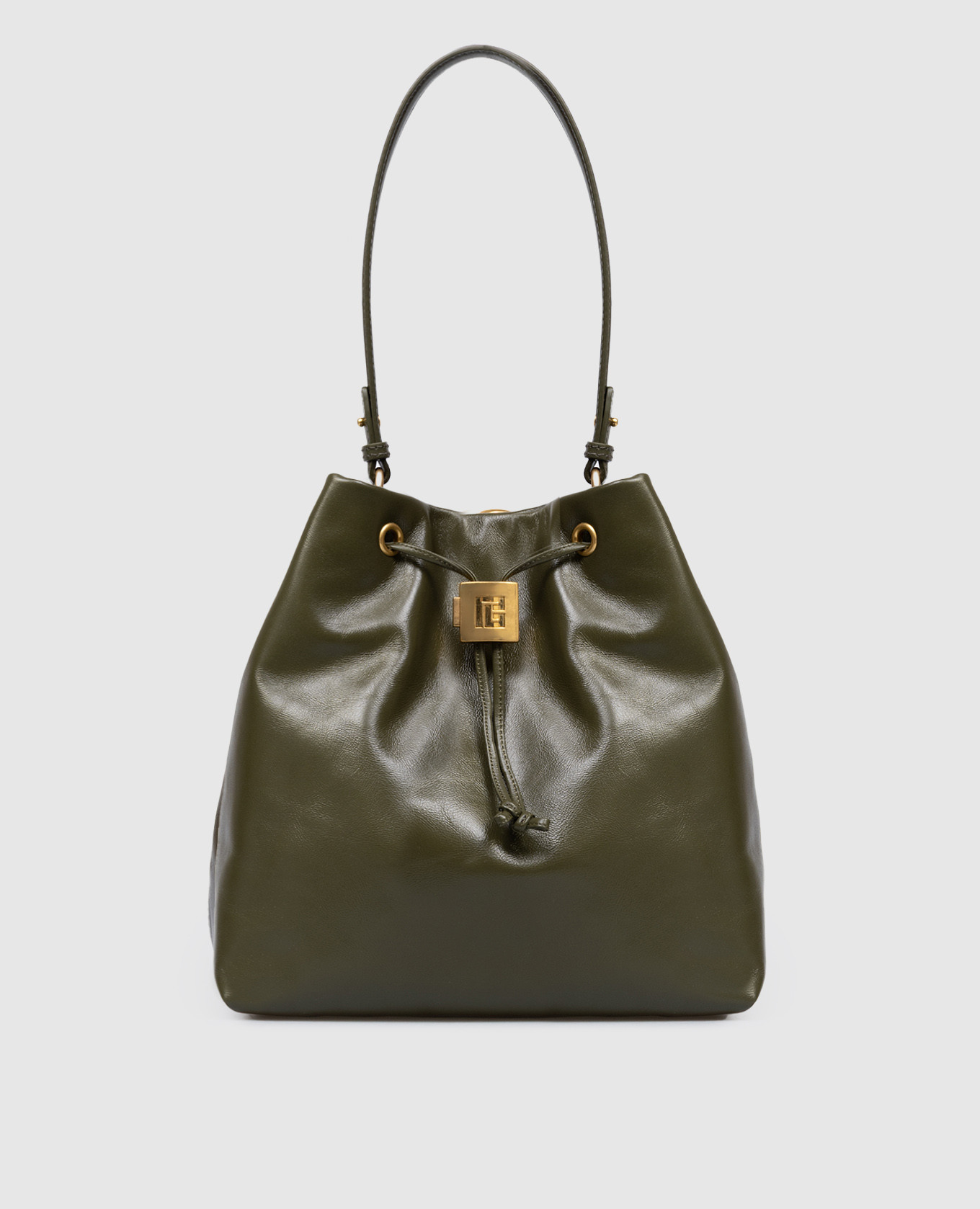 

Pulse Khaki Leather Backpack Balmain