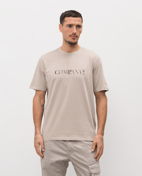 C.P. Company Beige T-shirt with emblem MTS085A005100W
