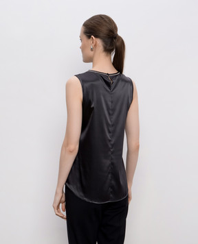 Peserico Dark gray silk top A08893D02372