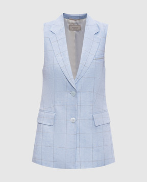 Peserico Blue checked linen vest A0303202638