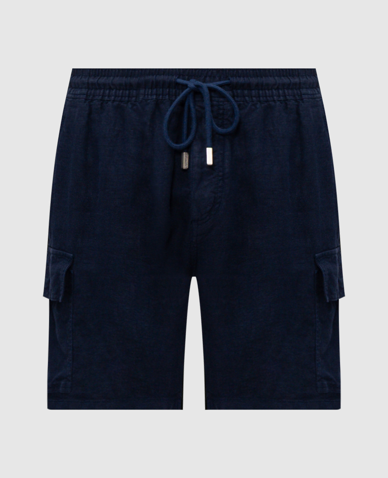 Blue linen cargo shorts
