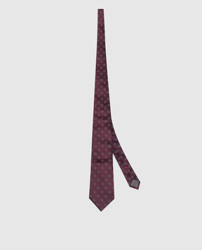 Brunello Cucinelli Burgundy silk tie with pattern MI8850018