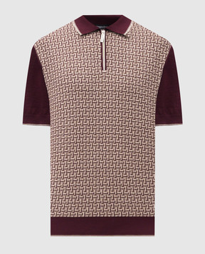 Stefano Ricci Burgundy polo shirt with silk in a contrasting pattern K414016P31F26167